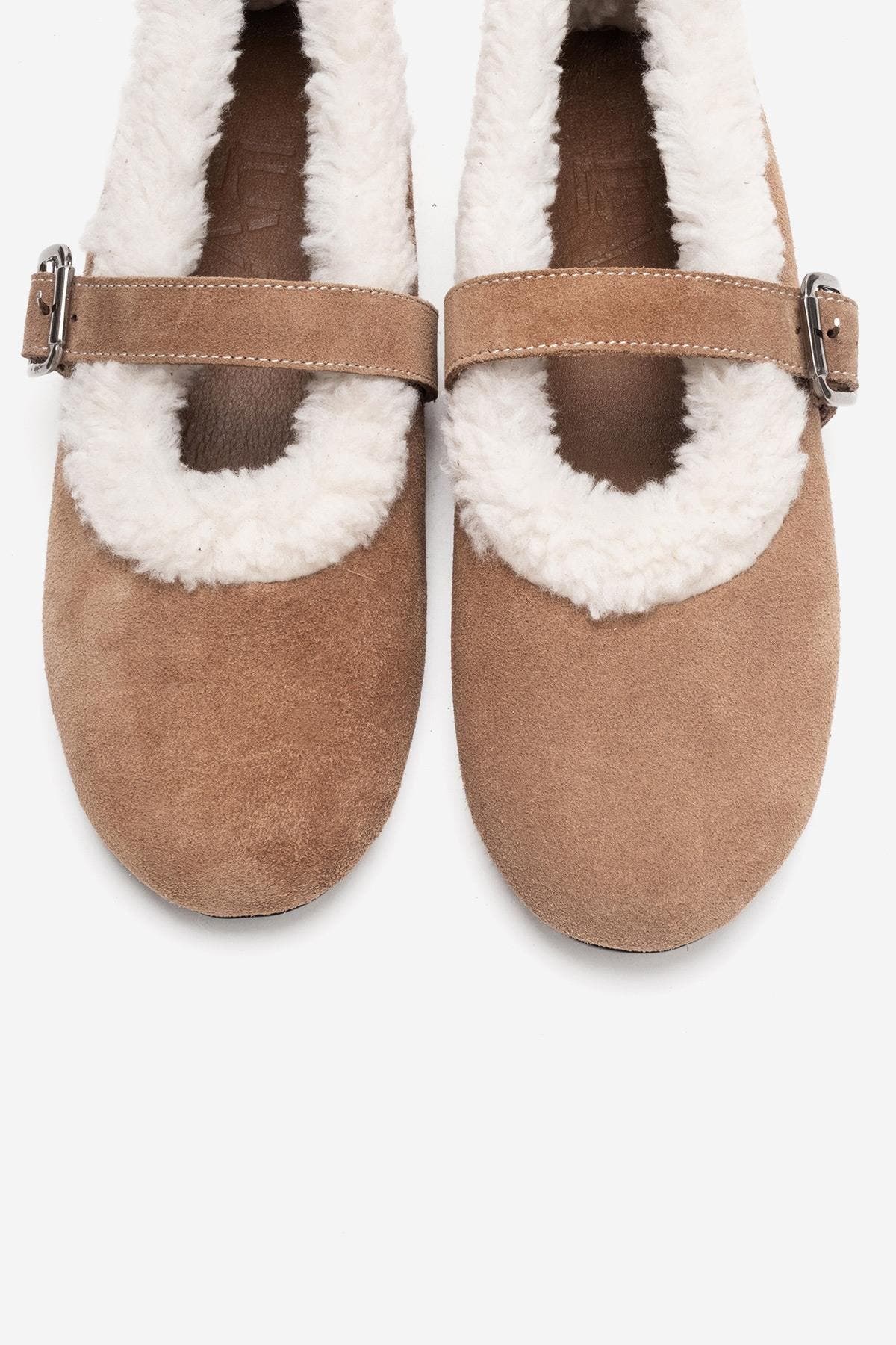 Guin Leather Strap Flat, Alternate, color, Cognac Suede Leather