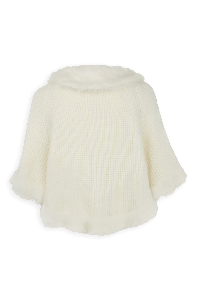 Faux Fur Trim Kimono, Alternate, color, WHITE