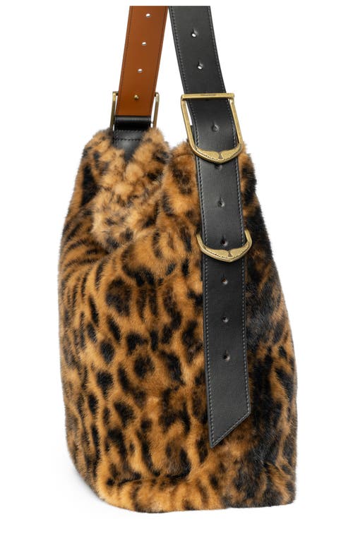 Zadig & Voltaire Jane X-large Leo Faux Fur Hobo Bag In Brown