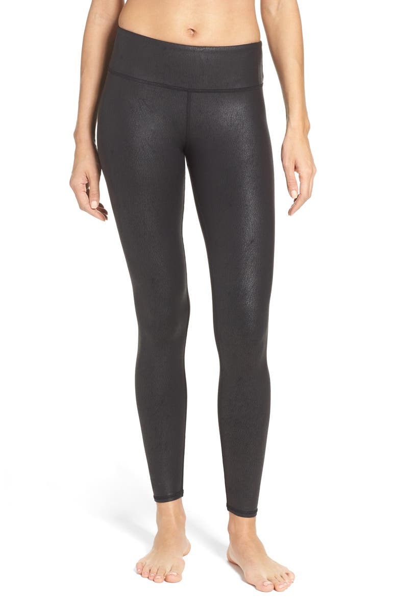 'Airbrushed' Leggings, Main, color, BLACK PERFORMANCE LEATHER
