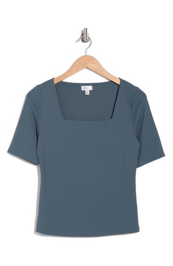 Nordstrom Rack Elbow Sleeve Sculpted Knit Top In Blue Slate