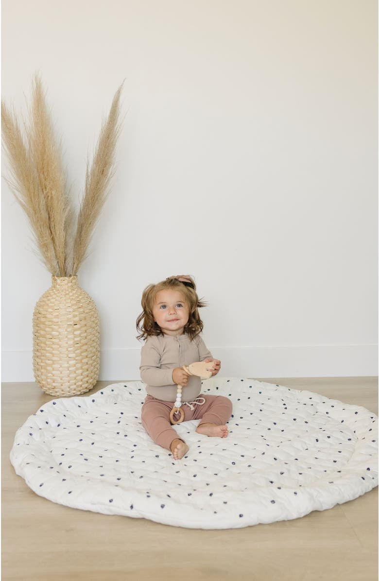 Poppyseed Play Extra Padded Round Play Mat, Alternate, color, Black Squiggle Dot