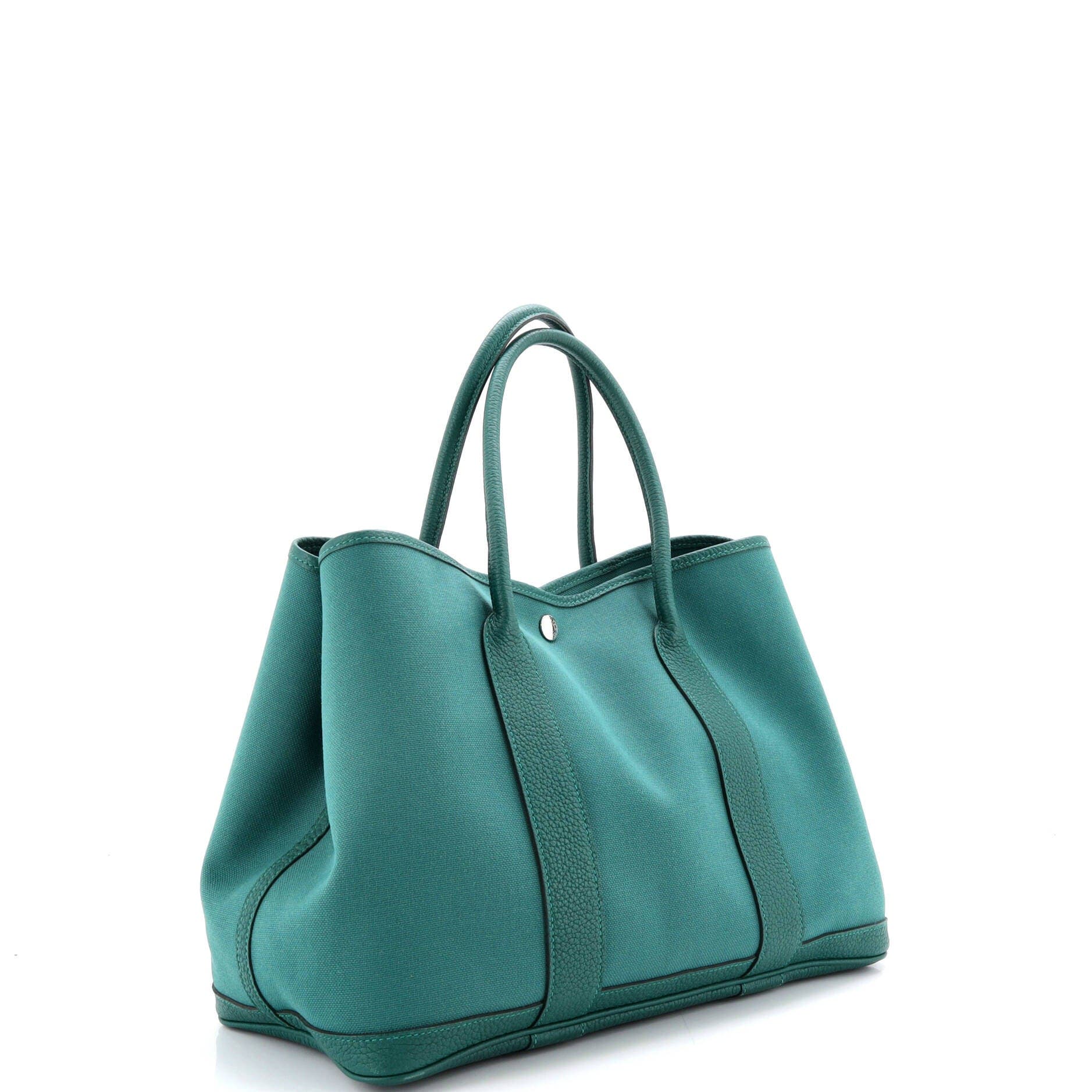 Pre-Owned Hermes Garden Party Tote Toile and Leather 36, Alternate, color, Malachite