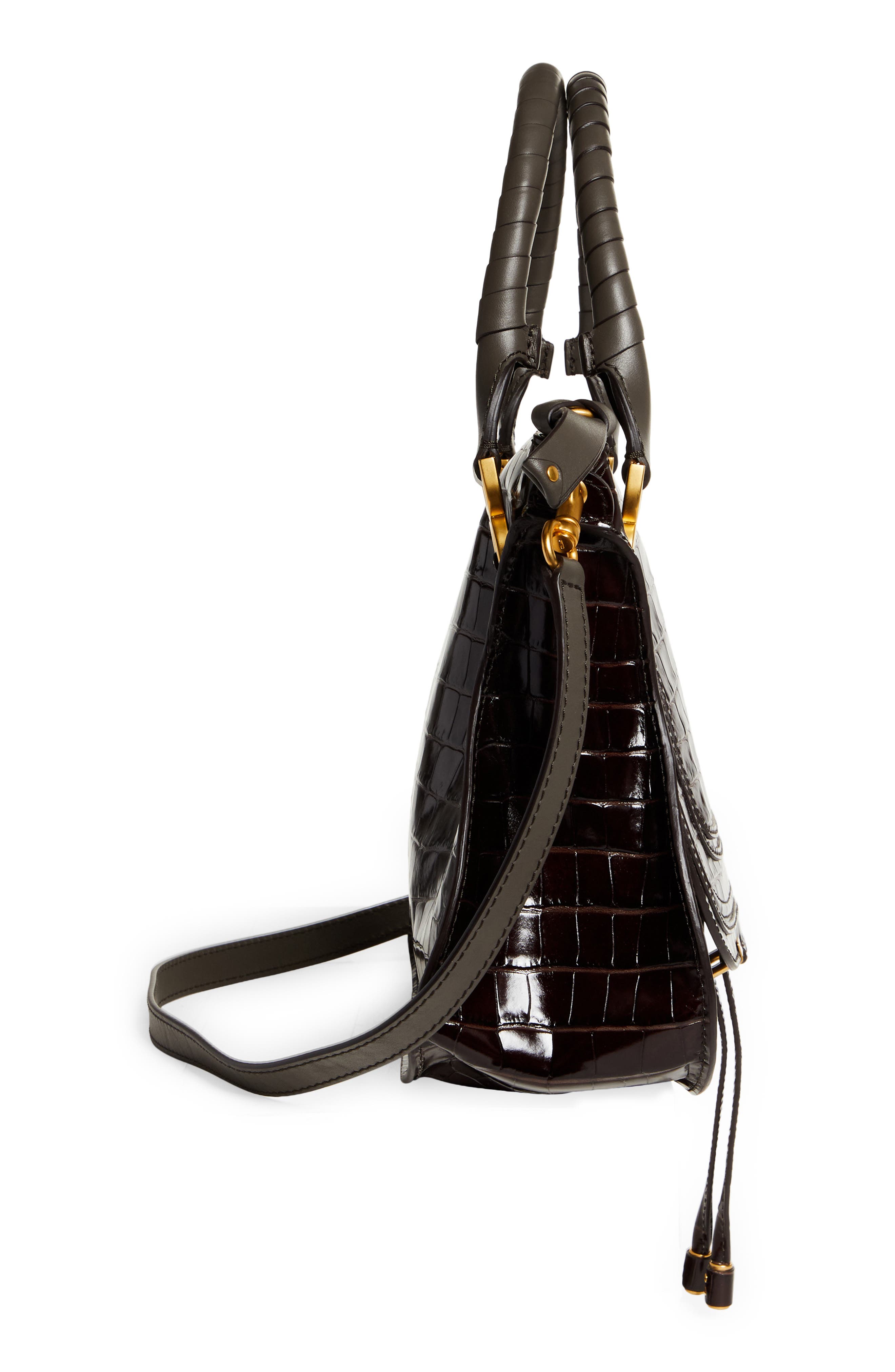 Chloé Medium Marcie Croc-Embossed Leather Top Handle Bag, Alternate, color, 