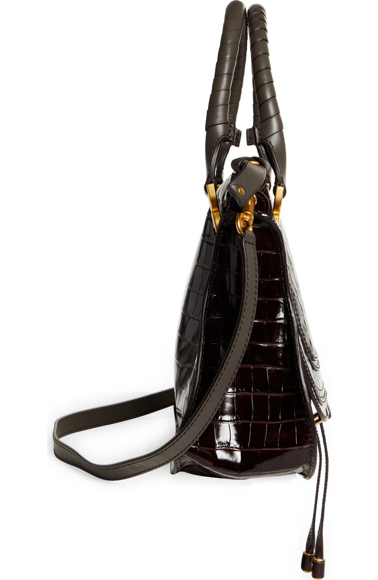 Chloé Medium Marcie Croc-Embossed Leather Top Handle Bag, Alternate, color,