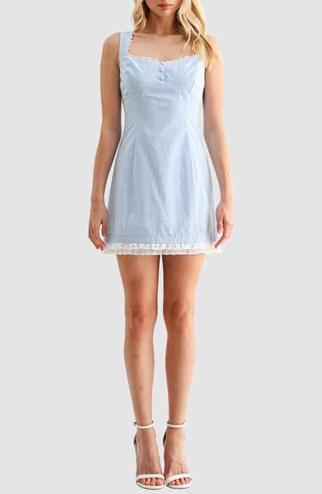 Lush Embroidered Heart Trim Minidress