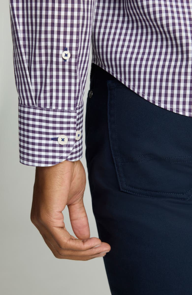 UNTUCKit Lawrence Gingham Wrinkle Free Cotton Button-Up Shirt, Alternate, color, Dark Purple