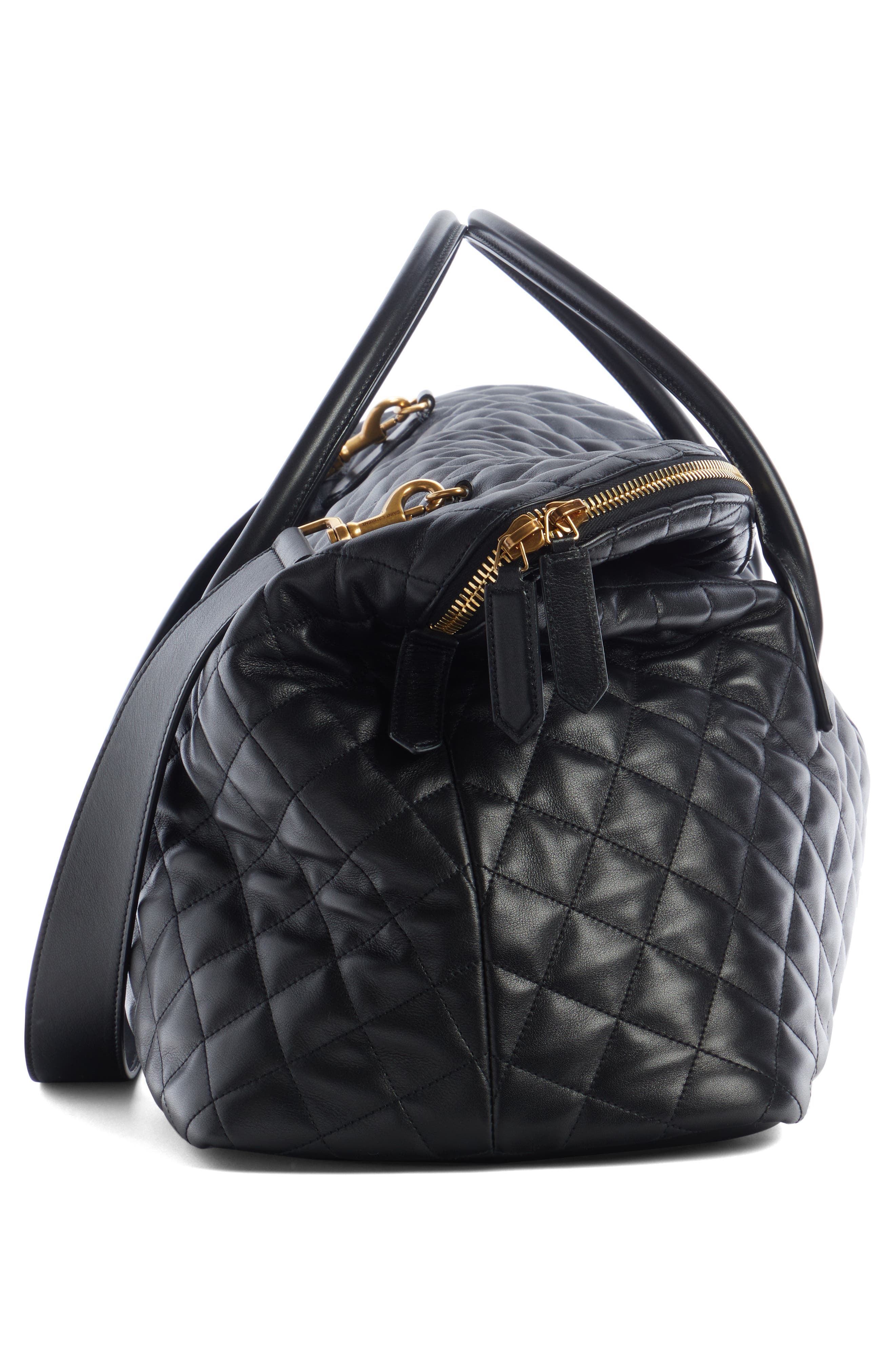 Saint Laurent Es Quilted Leather Duffle Bag, Alternate, color, 