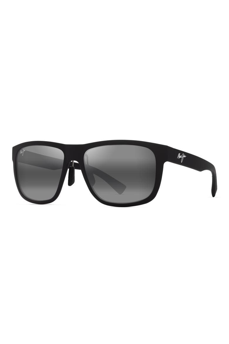Puakea 57mm PolarizedPlus2® Square Sunglasses, Alternate, color, MATTE BLACK