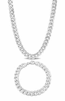 DELMAR Men's Curb Link Chain Necklace & Bracelet Set