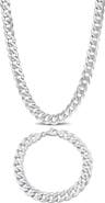 DELMAR Men's Curb Link Chain Necklace & Bracelet Set