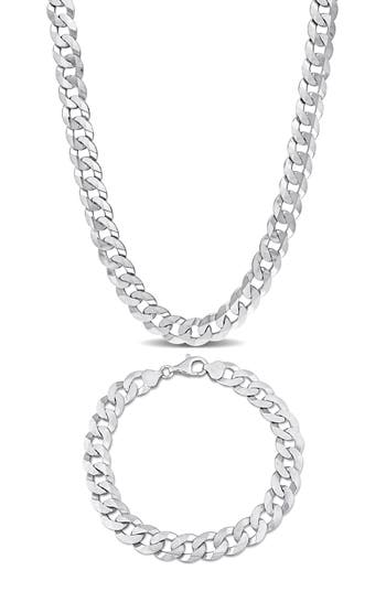 Delmar Curb Link Chain Necklace & Bracelet Set In Gold