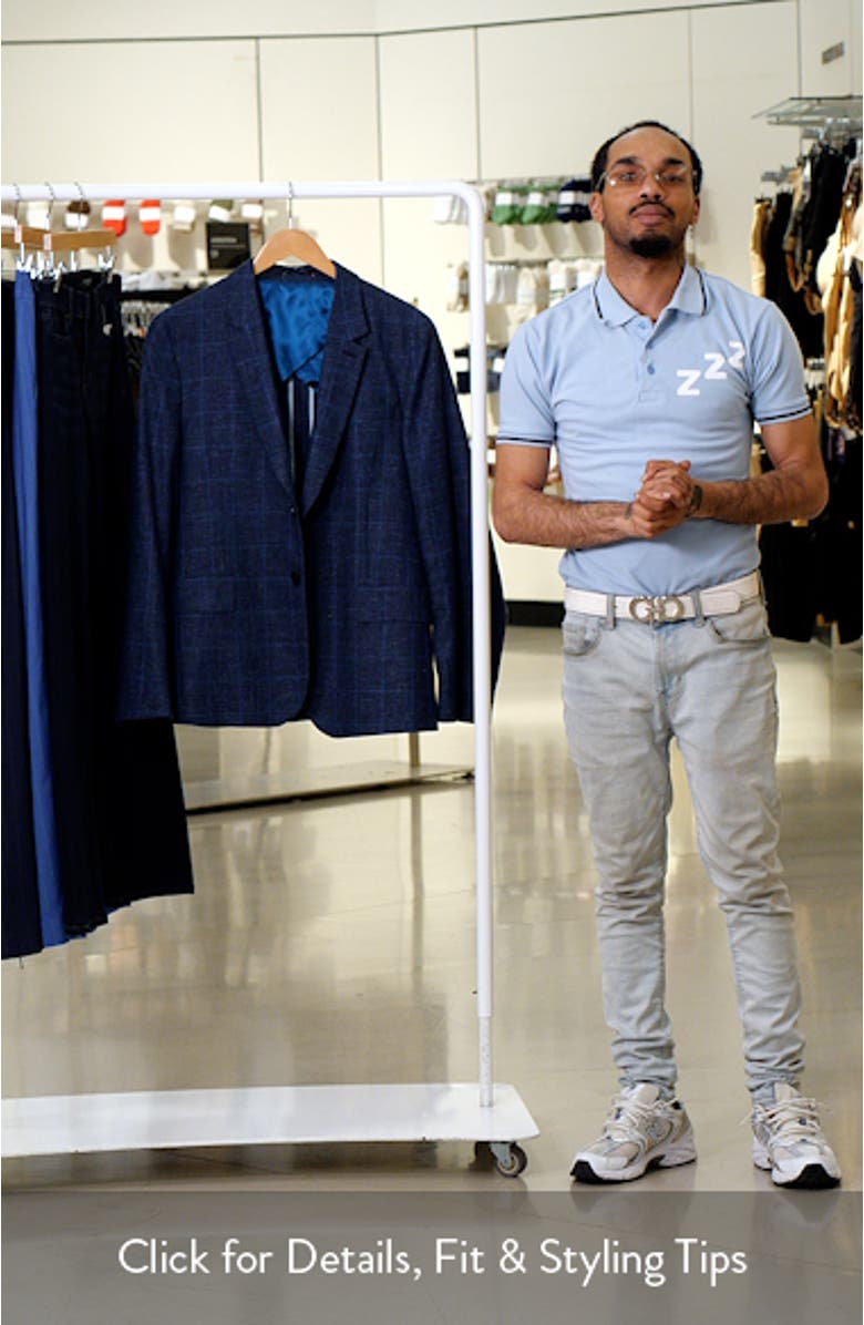 Tailored Fit Windowpane Check Wool & Cotton Blend Sport Coat, sales video thumbnail