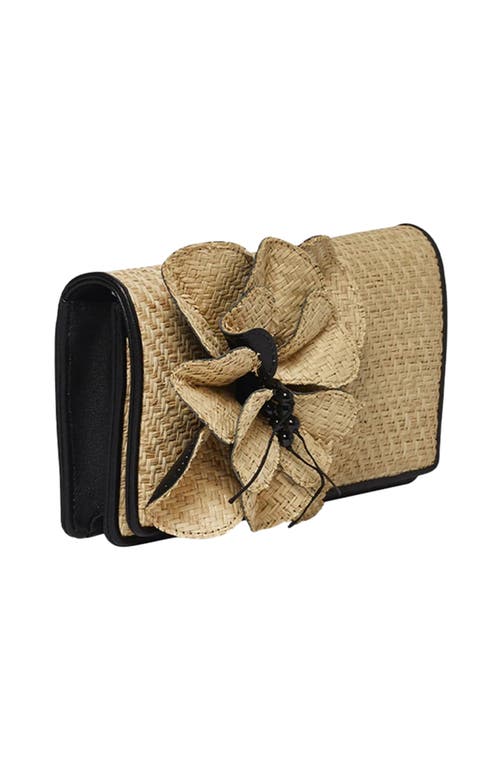 Anne Fontaine Raffia Flower Shoulder Bag In Brown
