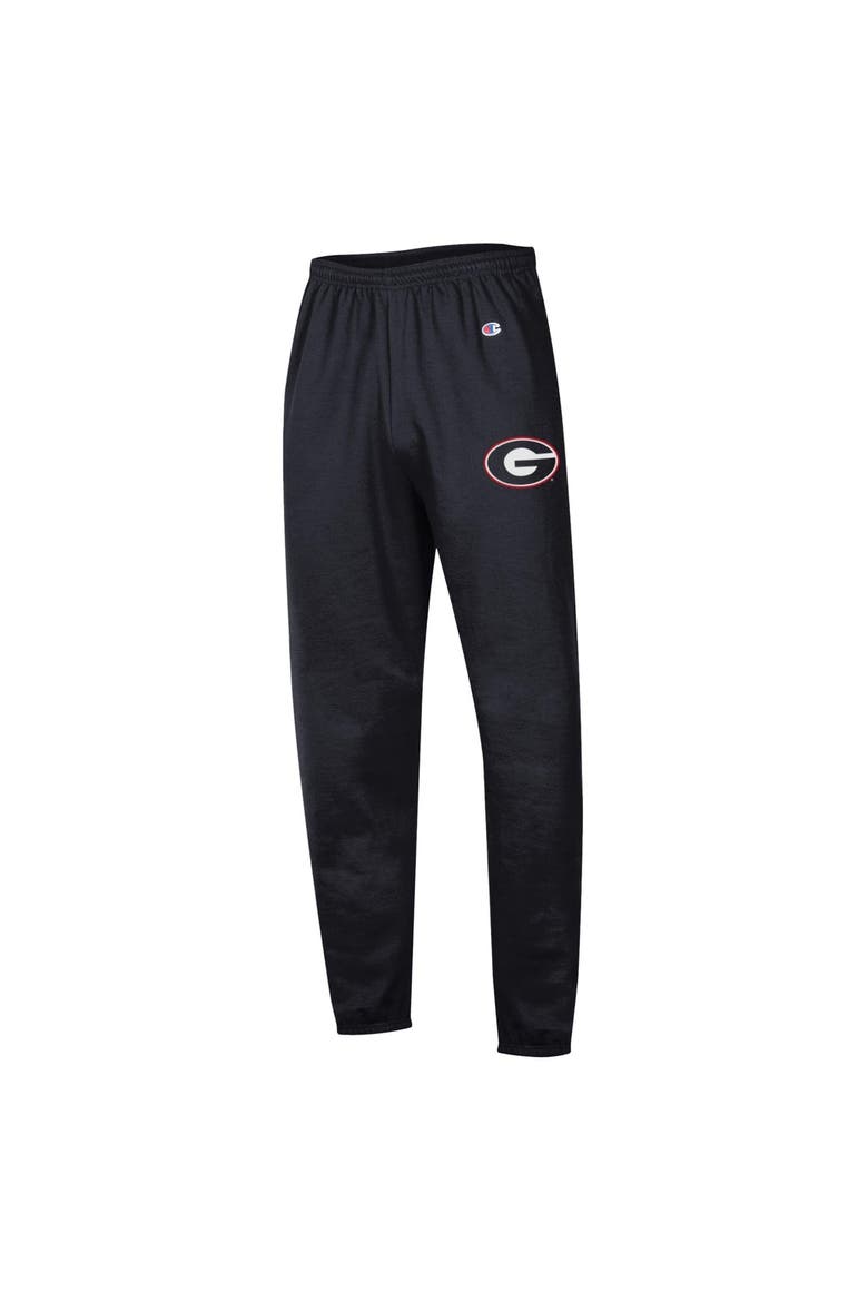 Men's Champion  Black Georgia Bulldogs Powerblend Banded Fleece Sweatpants, Alternate, color, Black
