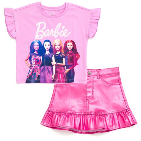 Sequin T-Shirt and Metallic Skirt Set