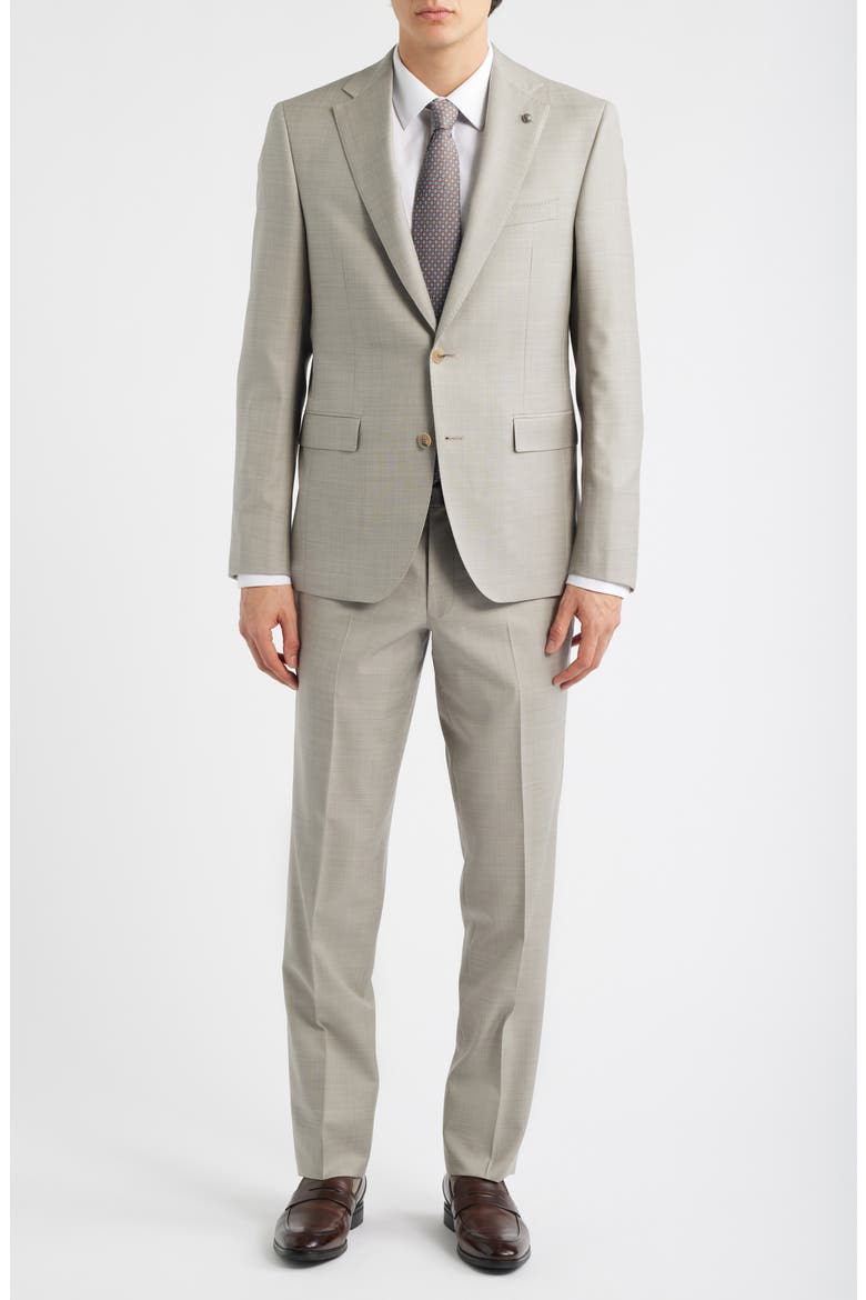 Esprit Tan Mélange Wool Suit, Alternate, color, GREY