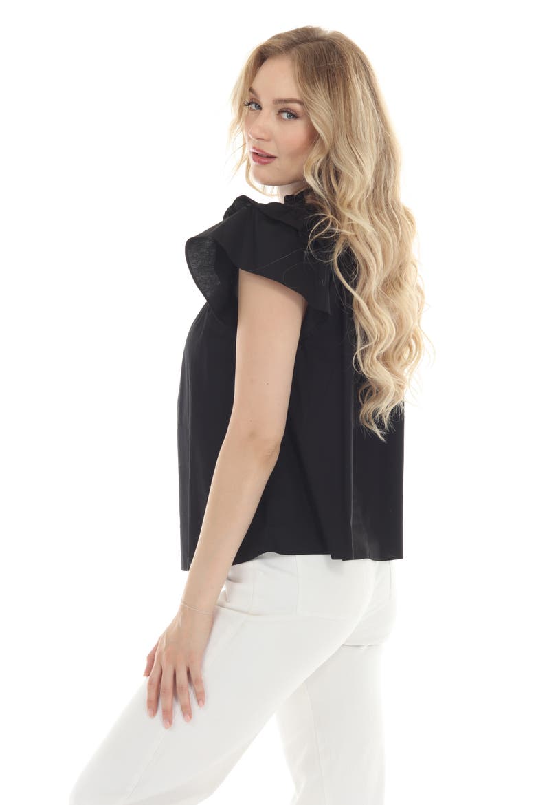 Smocked Ruffle Top, Alternate, color, BLACK