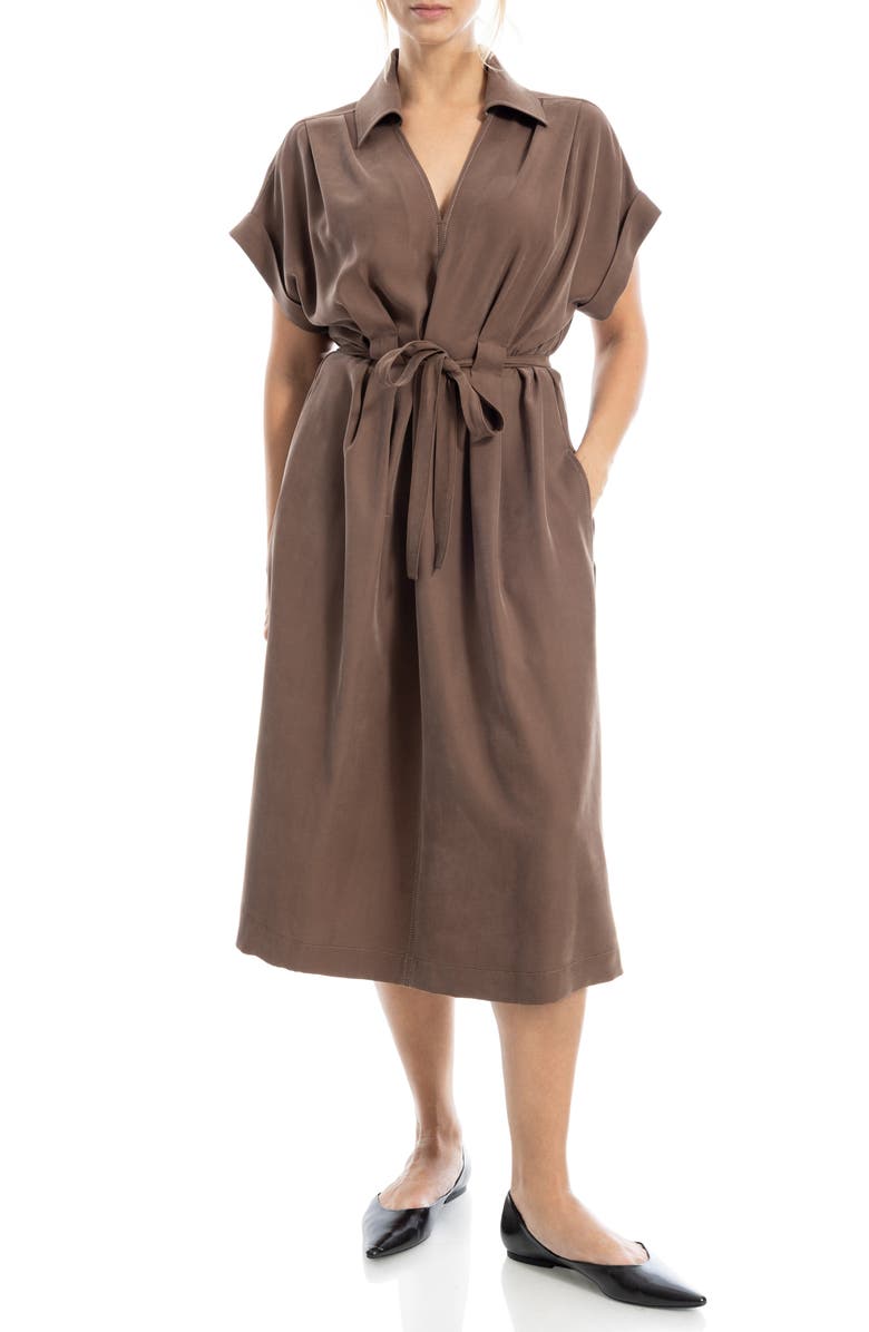 MAX STUDIO Rolled Sleeve Midi Shirtdress, Alternate, color, Acorn-Acorn