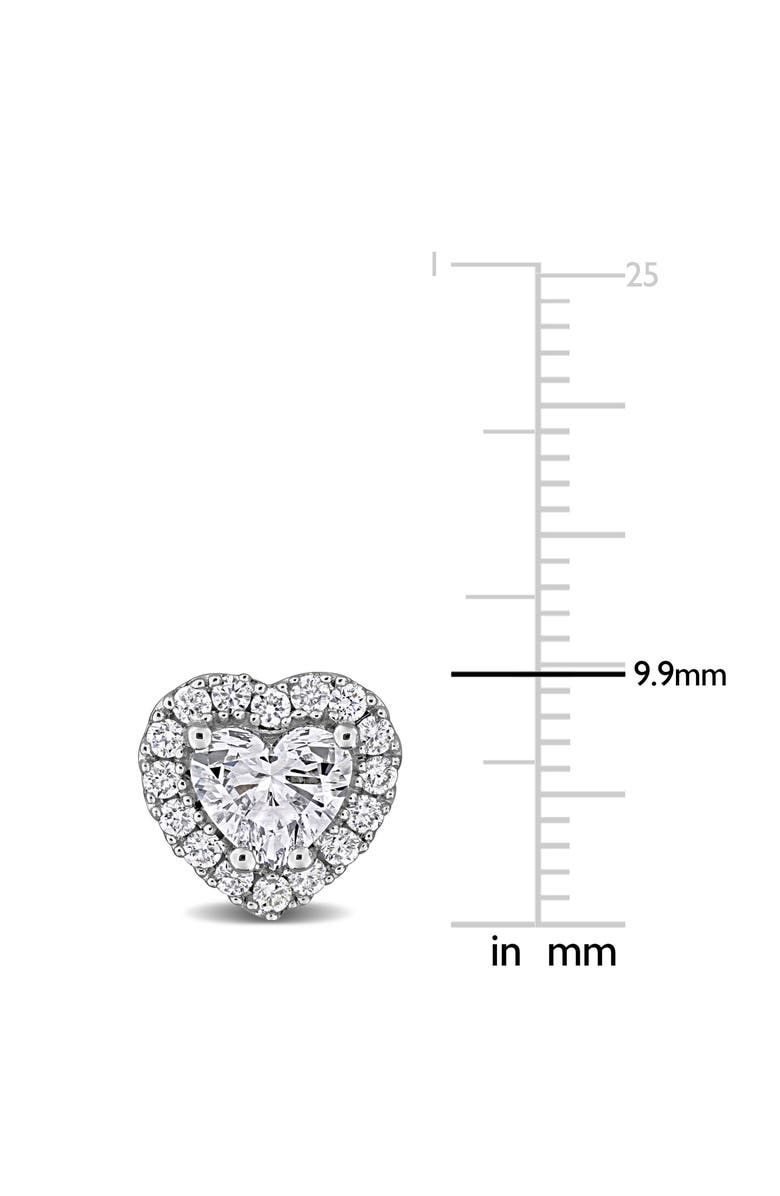 Created Forever Sterling Silver Lab Grown Diamond Heart Halo Stud Earrings, Alternate, color, White