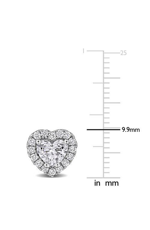 Created Forever Sterling Silver Lab Grown Diamond Heart Halo Stud Earrings In Silver