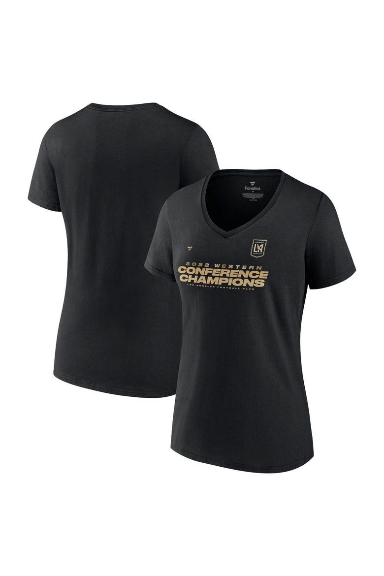 Women's Fanatics Branded Black LAFC 2022 MLS Western Conference Champions Locker Room V-Neck T-Shirt, Main, color, Black