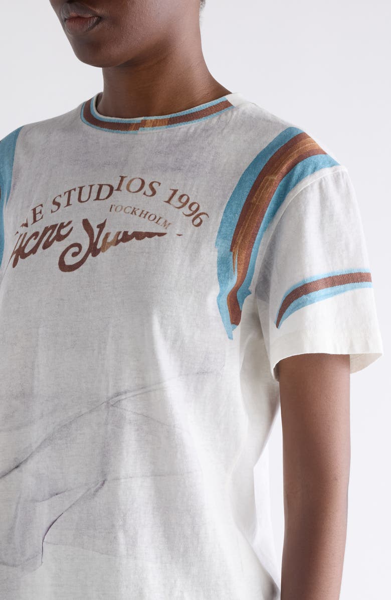 Acne Studios Trompe l'Oeil Logo Graphic T-Shirt, Alternate, color, White