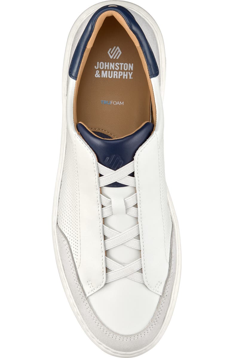 Johnston & Murphy Anders Perforated Leather Sneaker, Alternate, color, White Full Grain/ Suede