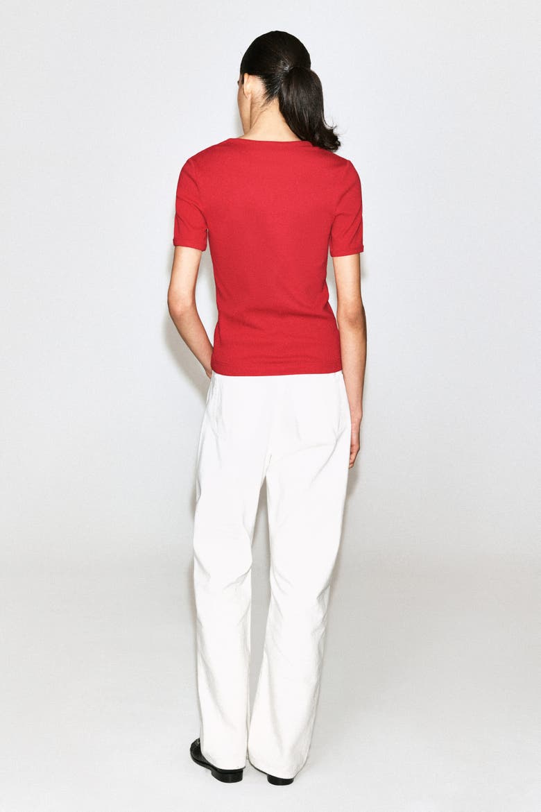 Ribbed Henley T-shirt, Alternate, color, RED