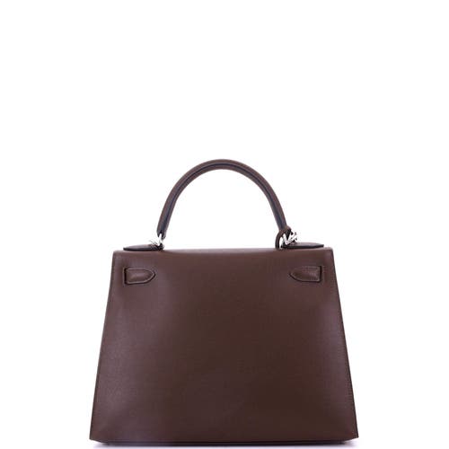 Pre-owned Hermes  Hermes Kelly Handbag Brown Madame With Palladium Hardware 28 In Brown