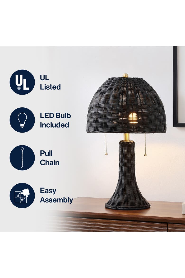 Joanie Bohemian Rustic Iron LED Table Lamp, Alternate, color, Black/Brass Gold