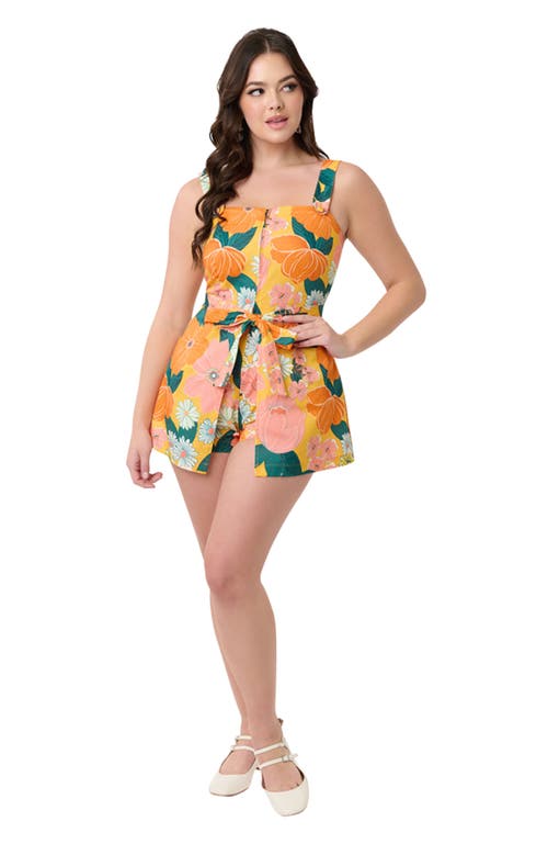 Smak Parlour 1960s Sweet & Sassy Skirted Romper In Yellow Floral