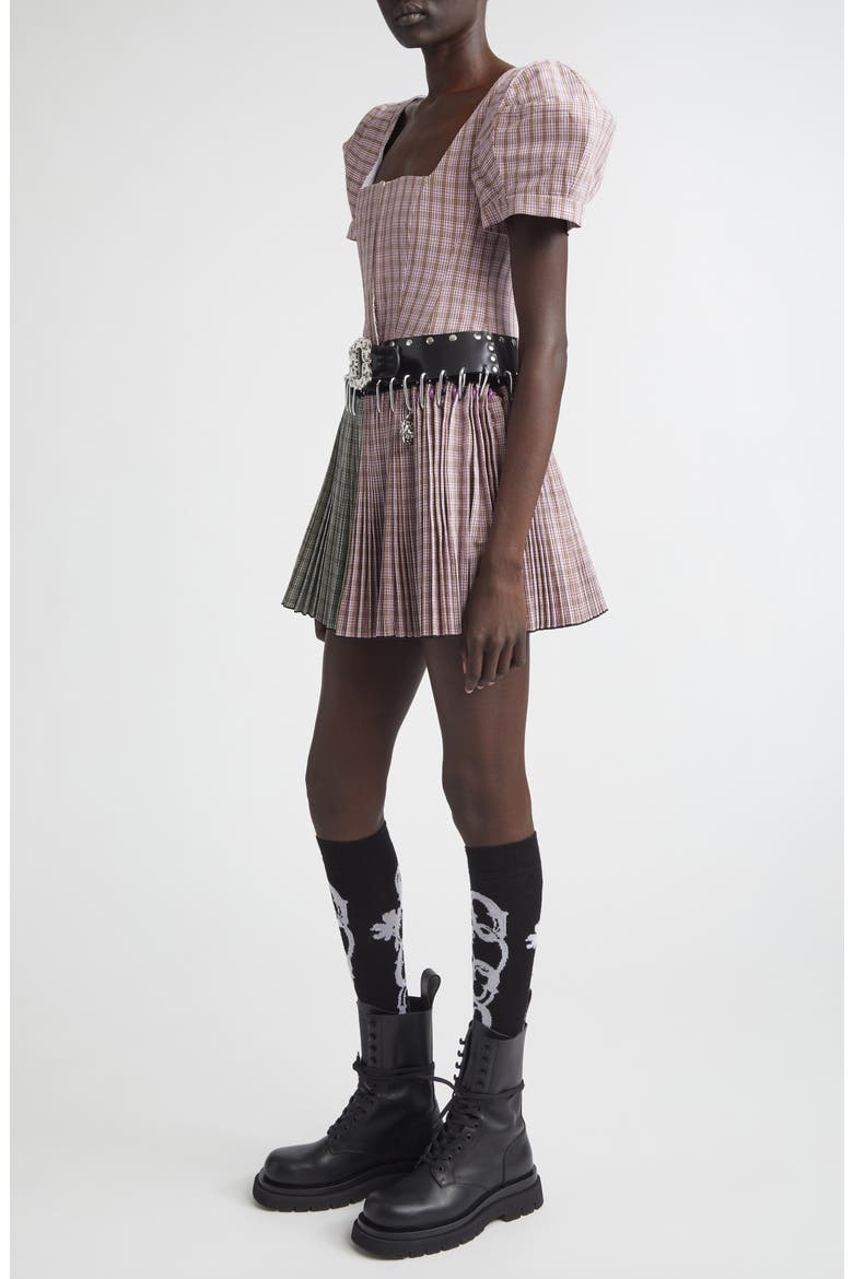 Carly Tartan Carabiner Minidress, Alternate, color, PINK AND GREEN