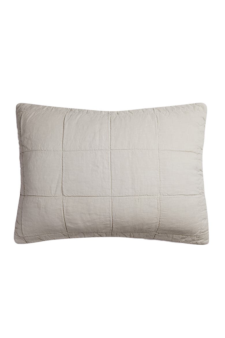 Linen Box Quilted Sham Set, Alternate, color, BONE