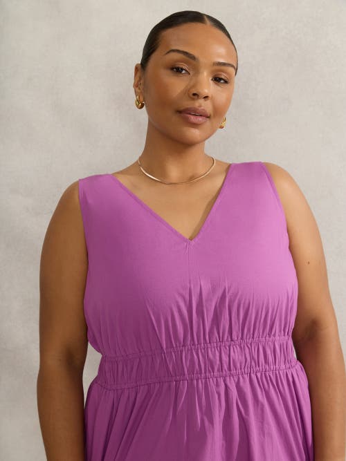Live Unlimited V-neck Elasticated Waist Dress In Purple