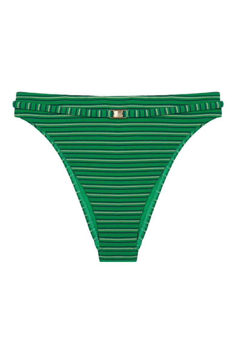 Lucie Lindsay Striped Cheeky Bikini Bottoms, Alternate, color, GREEN