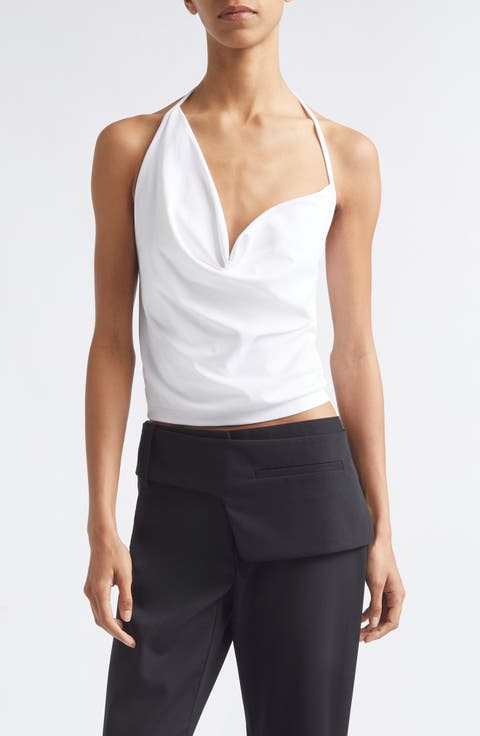 Cowl Neck Cotton Halter Top