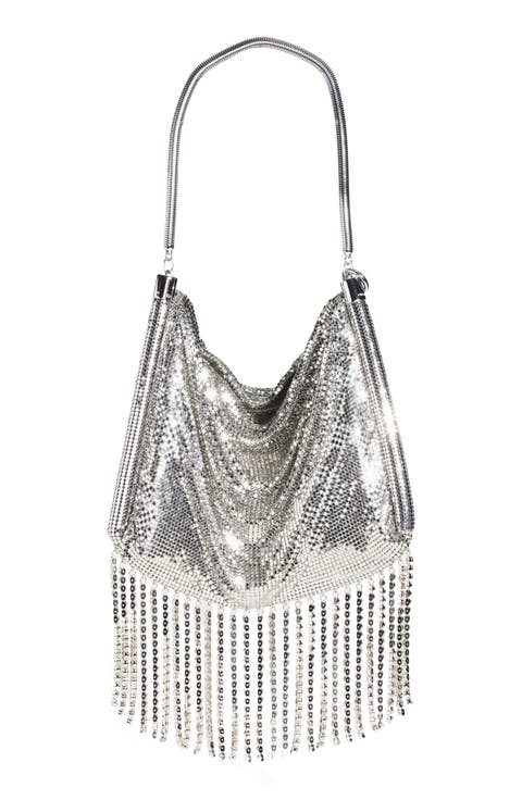 Mini Crystal Fringe Mesh Clutch