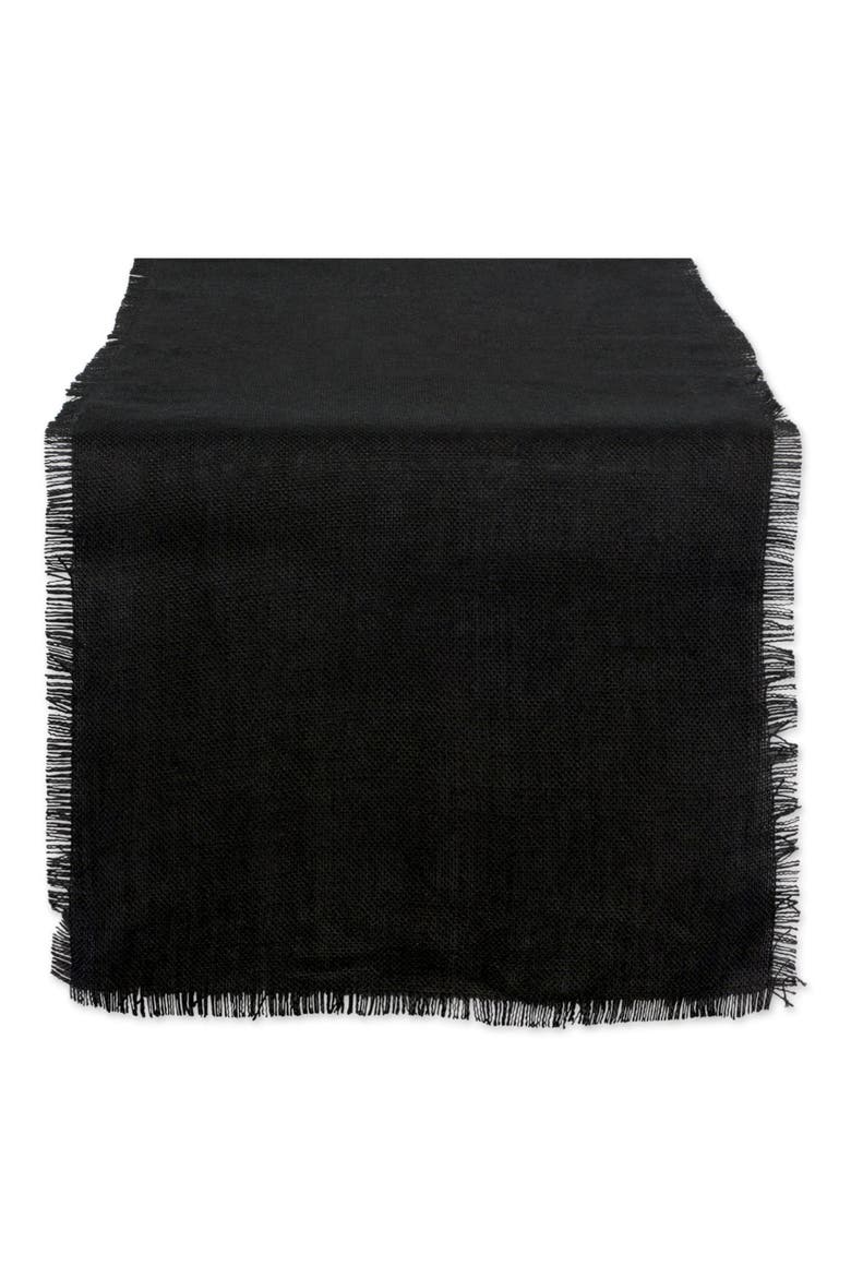 Black Jute Table Runner, Main, color, Black