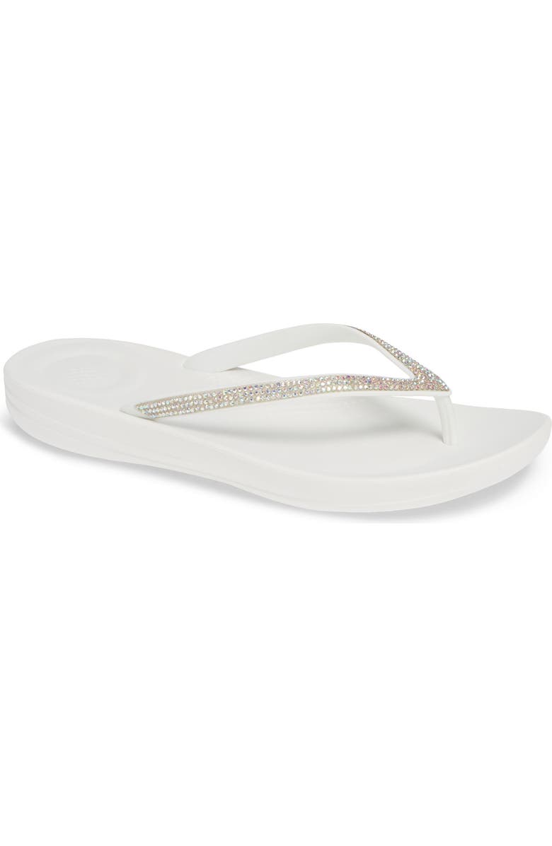 FitFlop iQushion<sup>™</sup> Splash Crystal Flip Flop, Main, color, Urban White