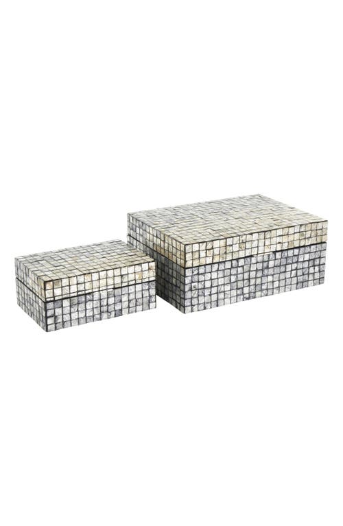 Uma Contemporary Set Of 2 Decorative Mother Of Pearl Boxes In Gray
