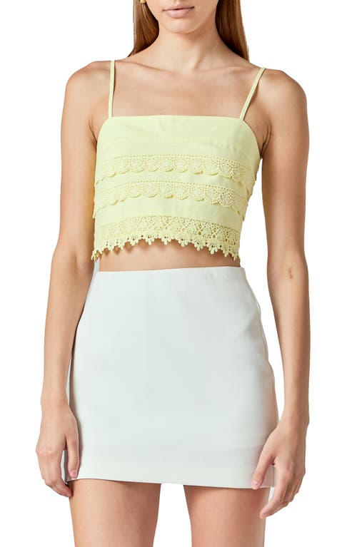 Endless Rose Lace Crop Cotton & Linen Camisole In Neutral