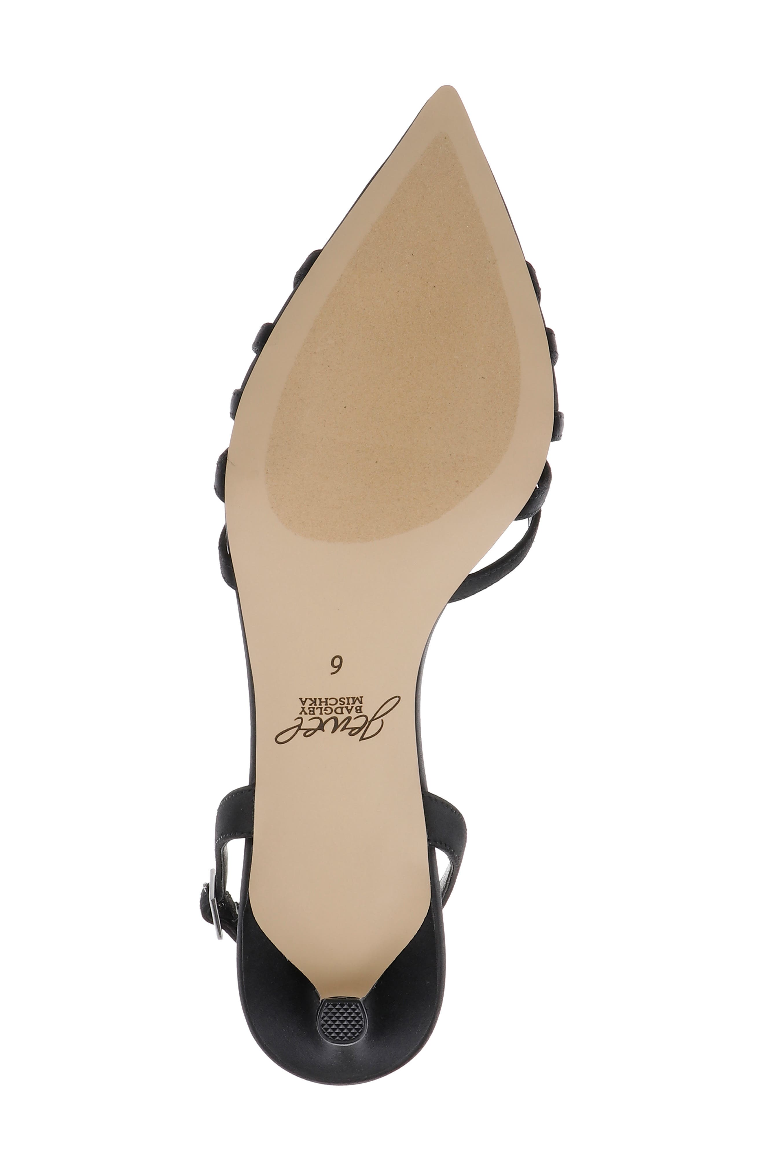 Jewel Badgley Mischka Patricia Slingback Pointed Toe Kitten Heel Pump, Alternate, color, Black Satin