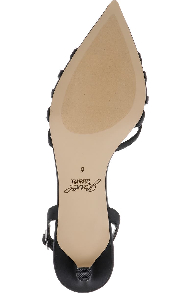 Jewel Badgley Mischka Patricia Slingback Pointed Toe Kitten Heel Pump, Alternate, color, Black Satin