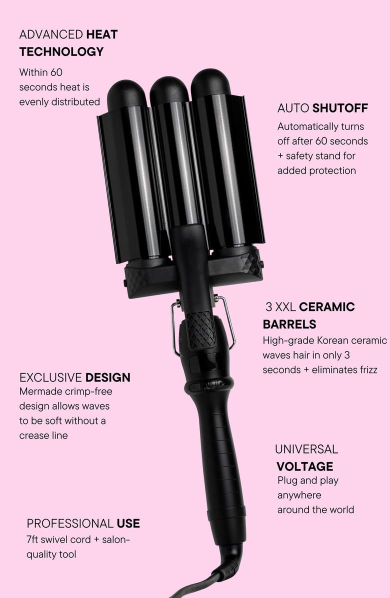 Mermade Hair 1.25-Inch Pro Waver Hair Iron, Alternate, color, Black