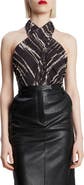 Bardot Silvie Stripe Halter Bodysuit