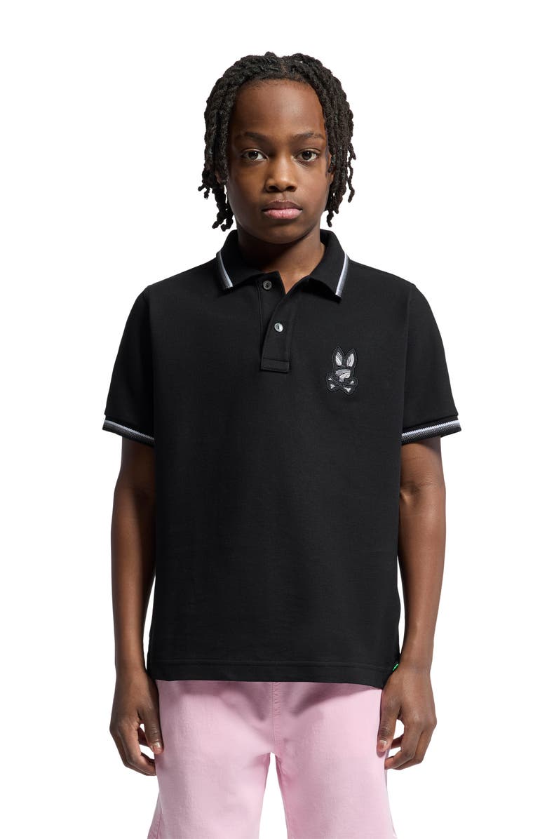 Psycho Bunny Kids' Baxter Cotton Pique Polo, Alternate, color, Black