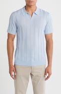 Nordstrom Rib Short Sleeve Merino Wool & Silk Johnny Collar Sweater