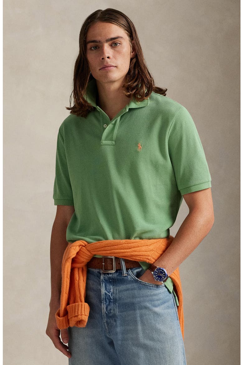 The Iconic Cotton Mesh Polo, Alternate, color, OUTBACK GREEN/ C2451