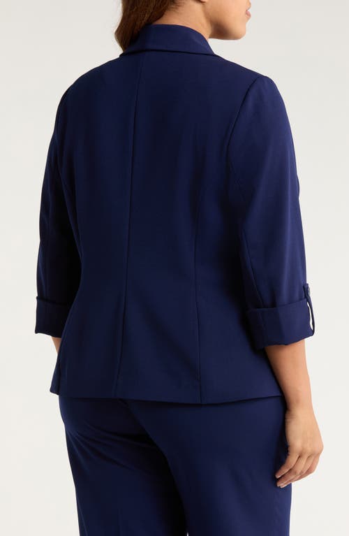 Ak Anne Klein Open Front Shawl Collar Jacket In Blue